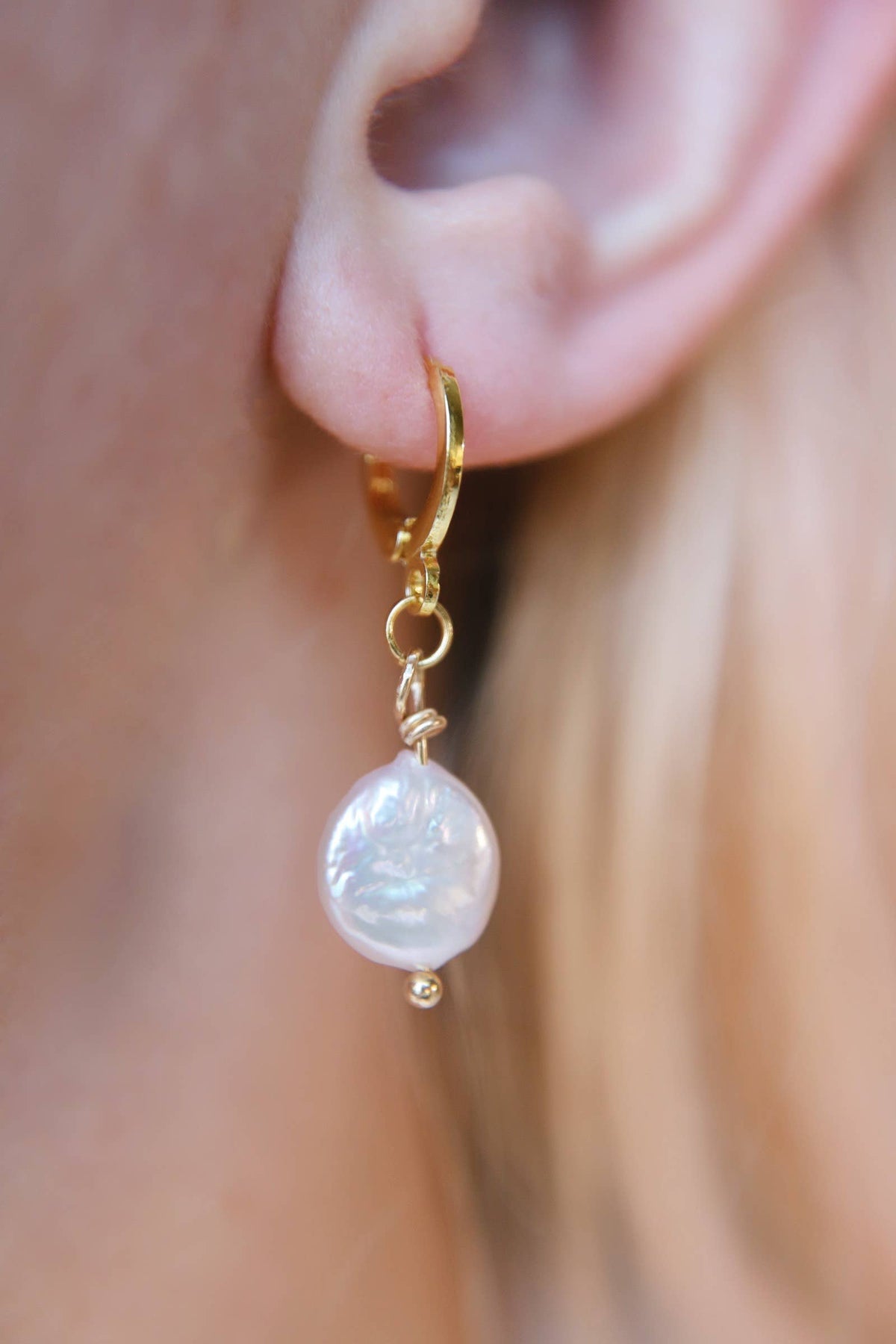 Pearl Coin Hoop Earrings