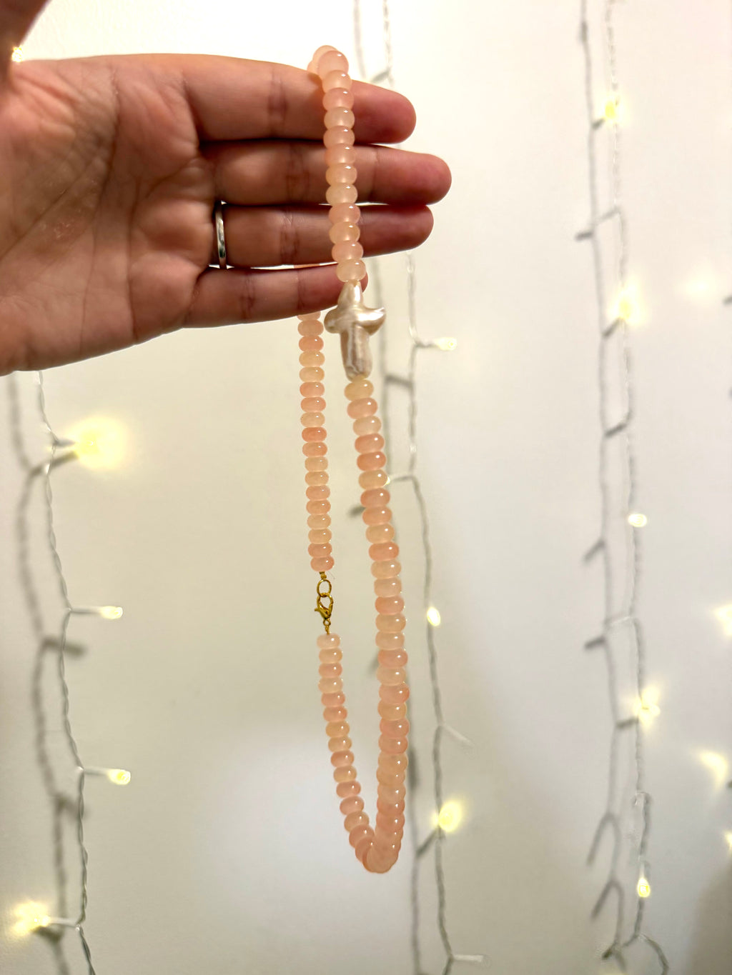 Just Peachy Cross Necklace