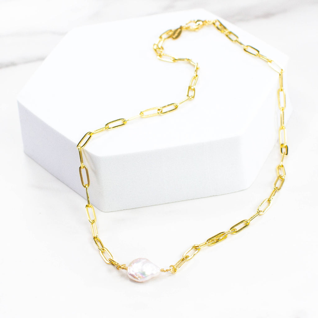 Pearl Paperclip Necklace