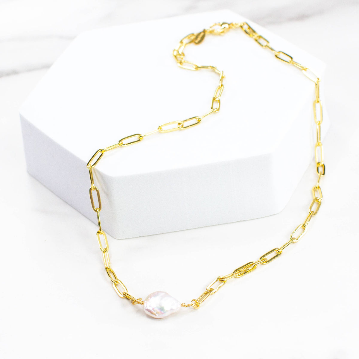 Pearl Paperclip Necklace