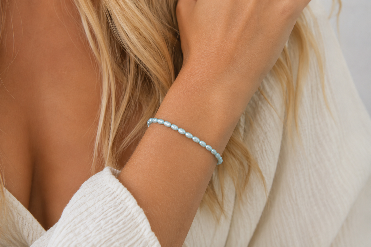 Baby Blue Ocean Pearl Beaded Bracelet