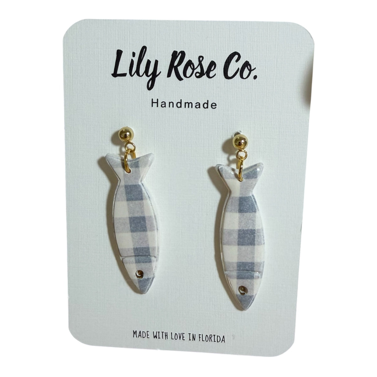 Gingham Fish Earrings