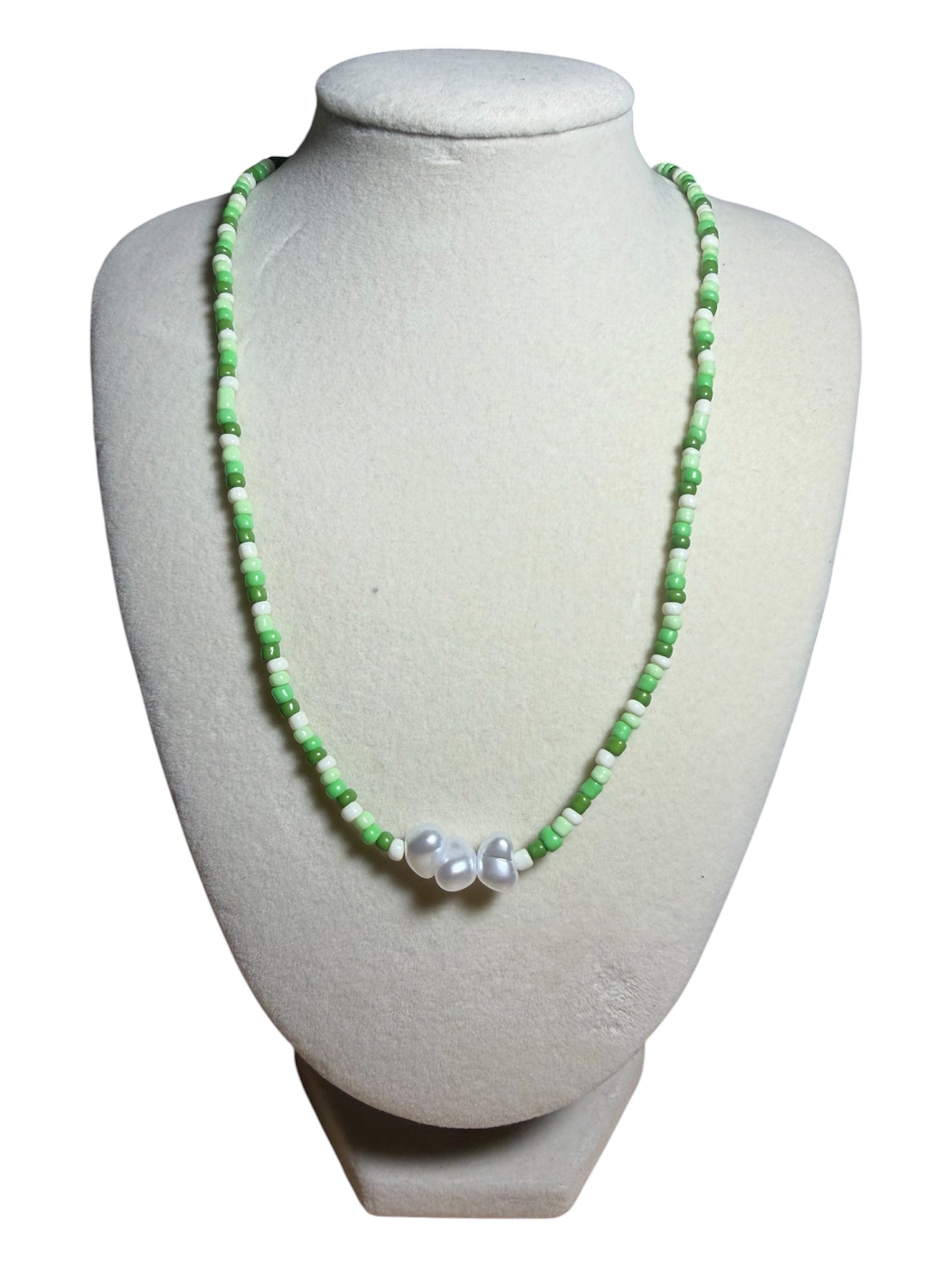 Triple Pearl Seed Bead Necklace