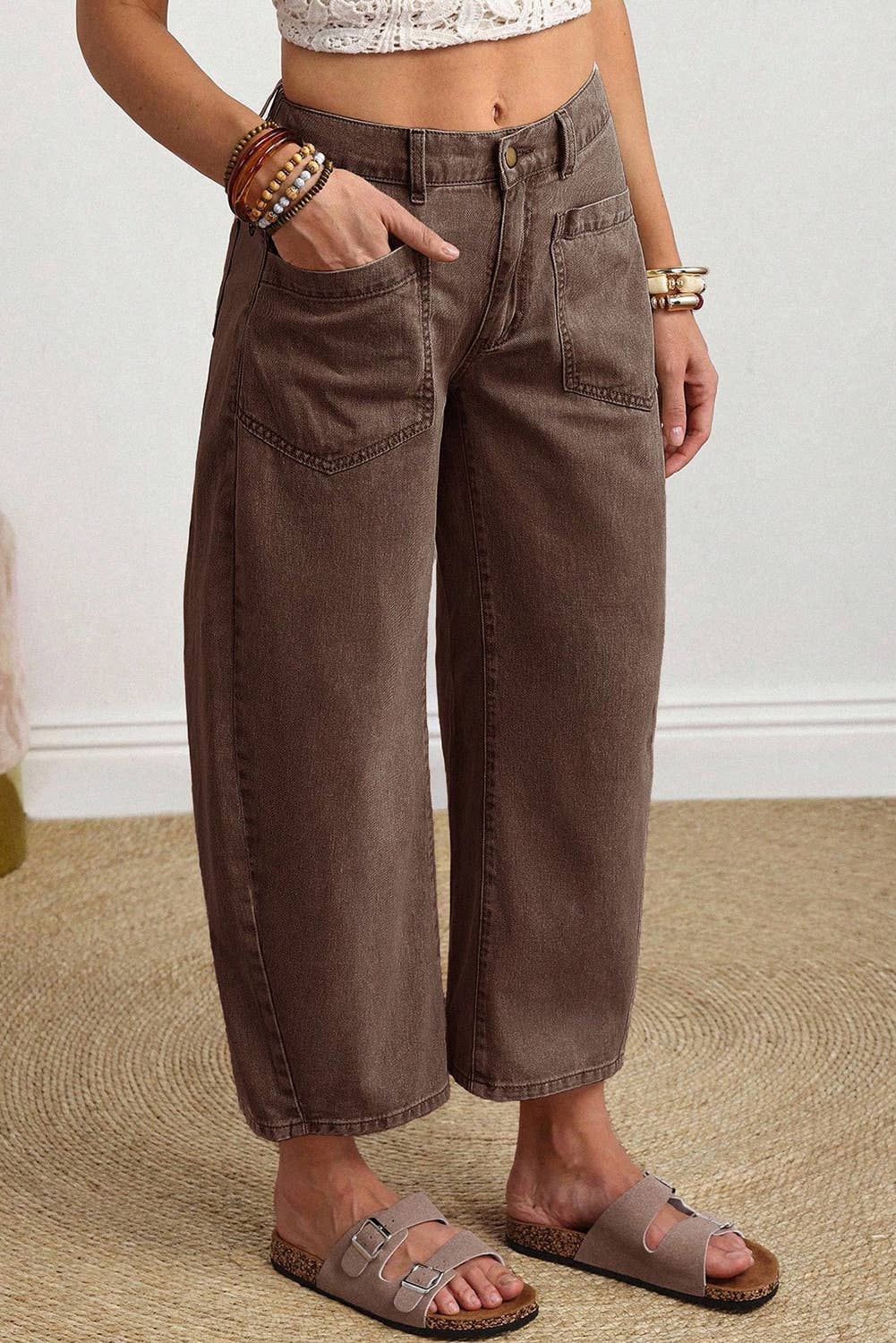 Brown Barrel Jeans