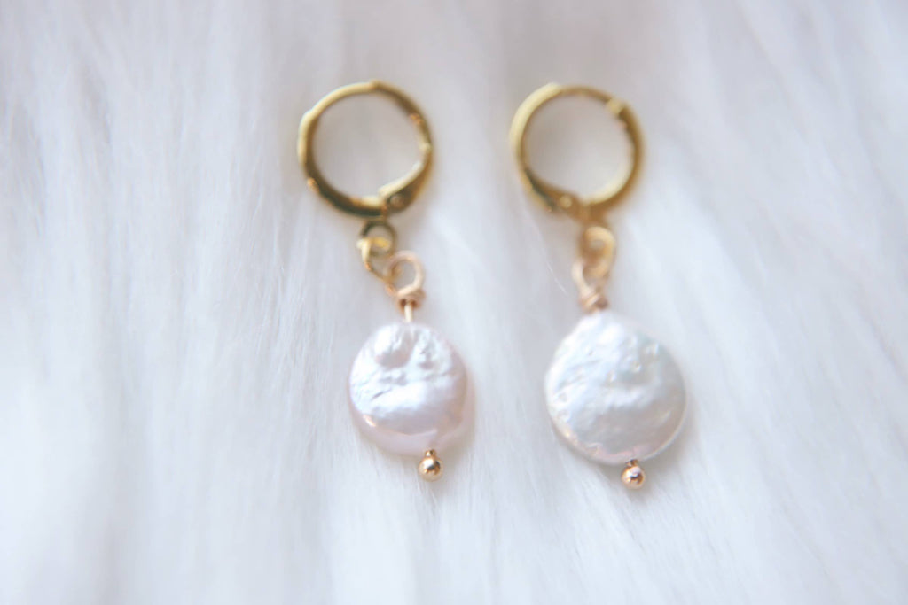 Pearl Coin Hoop Earrings