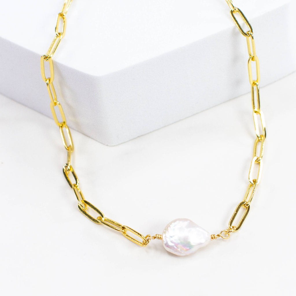 Pearl Paperclip Necklace
