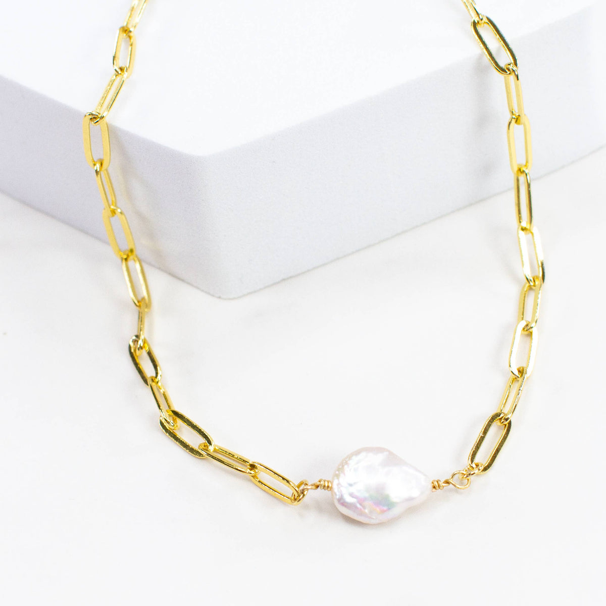 Pearl Paperclip Necklace